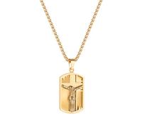 OIDEA Collar Cruz Jesús Oro Colgante Dog Tag en Acero Inoxidable para Hombre y Mujer Joyas Cristianas de Oración Para Iglesia Ocio y Regalo