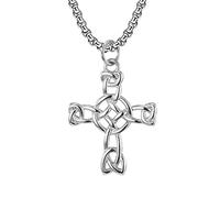 OIDEA Collar Cruz Nudo Celta Hombre: Colgante Nórdico Vintage de Acero Inoxidable - para Regalo