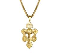 Oidea Collar de crucifijo de perdón: collar con colgante de medalla milagrosa de San Benito de acero inoxidable Cruz del Perdon Católica de San Benito para hombres y mujeres, joyería religiosa