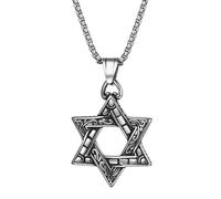 OIDEA Collar de la Estrella de David para Hombre: Colgante de Acero Inoxidable con Estrella de Seis Puntas, Símbolo Judío de Israel - Para Uso Diario Ocio Regalos
