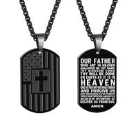 OIDEA Collar Militar Biblia Hombre Colgante Dog Tag Cruz Negra con Texto Bíblico en Acero Inoxidable Hipoalergénico Joyas Religiosas Amuleto Para Uso Diario Rezar y Regalo