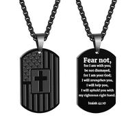OIDEA Collar Militar Biblia Hombre Colgante Dog Tag Cruz Negra Texto Bíblico Acero Inoxidable Joyas Religiosas Amuleto Hipoalergénico Uso Diario Rezar Regalo