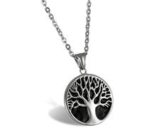 OIDEA Collar Militar de Hombre Acero Inoxidable Colgante Personalizado Árbol de Vida Vintage Joyería con Cadena Regalo Original de Amor, Plata
