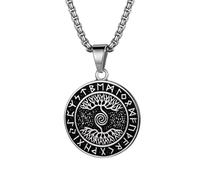 OIDEA Collar para hombre de acero inoxidable: collar colgante para hombre vikingo runas y árbol de la vida, estilo vintage nórdico joyas con cadena Belcher Amuleto - regalo para hombre