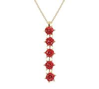 Oidea Collares de rosas para mujer: collar con colgante de flor de rosa roja con circonita cúbica dorada, promesa de amor eterno, día de San Valentín, cumpleaños, joyería de regalo para su esposa