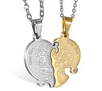 OIDEA Exquisito y romántico te amo combinado con un collar colgante de pareja de acero inoxidable con forma de corazón del Árbol de la Vida