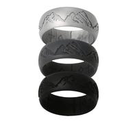 Oidea Juego de anillos de boda de silicona para hombre: diseño ergonómico de arco interior de montaña, diseño transpirable, anillos de compromiso de goma, Silicona, Sin piedras preciosas