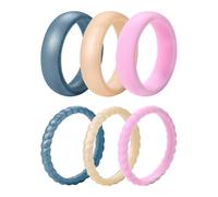 Oidea Juego de anillos de silicona para mujer: anillos de compromiso de goma finos y apilables, regalo para el día de San Valentín, joyería para mujeres y mujeres, Silicona
