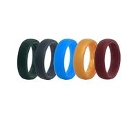 Oidea Juego de anillos de silicona para mujer: arco interior, ergonómico, transpirable, diseño de montaña, de goma, 5 colores, 5,4 mm de ancho, 1,7 mm de grosor, talla única, Silicona, Sin piedras