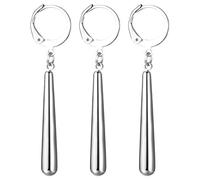 OIDEA Juego de pendientes Zorro para hombre, de acero inoxidable, con forma de anillo, accesorios de personaje de anime, 3 piezas, pendientes de aro con colgante en plata, perfectos para cosplay y