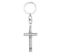 Oidea Llavero de silbato cruzado: llavero portátil de acero inoxidable para supervivencia de emergencia con rango de larga distancia, 1. Plata, Talla única