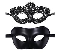 OIDEA Máscara de Mascarada Estilizada de Encaje Sensual Máscara de Venecia para Juego de Rol y Disfraces de Carnaval de Halloween 2 Piezas Negro