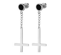 OIDEA Pendiente Colgantes Cruz Hombre: Pendientes Magnéticos No-Punch para Caballero Acero Inoxidable Hipoalergénico Antialérgico Plata Grande - Para Uso Diario Regalo