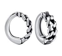 OIDEA Pendientes Aro Clip Cadena: Aretes Vintage Forjados sin Agujeros para Hombre y Mujer Plata Acero Inoxidable Hipoalergénico Antialérgico - Para Uso Diario Fiesta Regalo