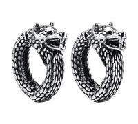 OIDEA Pendientes Aro Clip Lobo: Aretes Vintage Forjados sin Agujeros para Hombre y Mujer Plata Acero Inoxidable Hipoalergénico Antialérgico - Para Uso Diario Fiesta Regalo