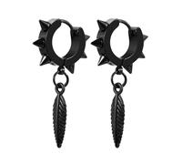 OIDEA Pendientes colgantes de espiga para hombres y mujeres: negro, gótico, punk, acero inoxidable, cruz, espada con bisagras, aro, regalo de joyería, talla única, Metal, Sin piedra preciosa