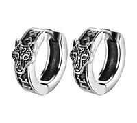 OIDEA Pendientes de aro vikingos para hombres: plata vintage vikinga runas vikingas, brújula, aretes de acero inoxidable, amuleto de protección, joyería, regalos para hombres y mujeres