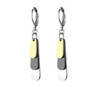 OIDEA - Pendientes para mujer, lágrima: pendientes triples, de acero inoxidable, plata negra y dorada, regalo para el día de la madre, Navidad,