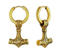 OIDEA Pendientes Vikingos Nórdicos Martillo de Thor : Mjolnir Pendientes de Acero Inoxidable para Hombre y Mujer Amuleto Noruego Seguro e Hipoalergénico sin Plomo y Níquel - para Uso Diario Regalo Oro