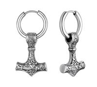 OIDEA Pendientes Vikingos Nórdicos Martillo de Thor : Mjolnir Pendientes de Acero Inoxidable para Hombre y Mujer Amuleto Noruego Seguro e Hipoalergénico sin Plomo y Níquel - para Uso Diario Regalo