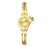 Oidea Pequeños relojes dorados para mujer: delicado reloj de pulsera analógico de cuarzo, tono dorado, colgante en forma de corazón, correa de acero inoxidable, reloj de pulsera informal para mujer