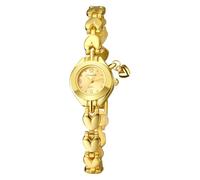 Oidea Pequeños relojes dorados para mujer: delicado reloj de pulsera analógico de cuarzo, tono dorado, colgante en forma de corazón, correa de acero inoxidable, reloj de pulsera informal para mujer