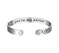 OIDEA Pulsera Abierta Inspiradora Mujer: Brazalete Motivacional de Acero Inoxidable Con Grabadas You_Re My Person - Joyas Inspiradoras para Regalar Hijas Hermanas Madres Y Amiga