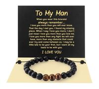 OIDEA Pulsera Agata Cuentas Hombre Pulseras Ajustable Ojo de Tigre Tarjeta Mensaje Hipoalergénico para Día del Padre Cumpleaños Graduación Regalo