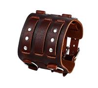 OIDEA Pulsera ancha para hombre de cuero ajustable, pulsera punk gótica de piel con 5 agujeros, 17-21 cm, regalo de graduación, cumpleaños, Halloween, Navidad, color marrón