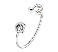 OIDEA Pulsera Árbol Vida Semilla Mostaza: Acero Inoxidable Circonita Grabado Fe Cristiana para Mujer Regalo Religioso Inspirador Plata