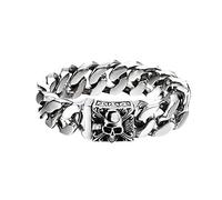OIDEA Pulsera cráneo para hombre, cadena de acero inoxidable, estilo punk rock, pulido, gran anchura, color a elegir, 8.86 inch, Acero inoxidable