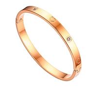OIDEA - Pulsera de mujer brillante de acero inoxidable y circonitas estilo sencillo y elegante a la moda, regalo color oro rosa