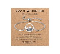 Oidea Pulsera de semillas de mostaza para mujer: pulsera ajustable de confirmación de bautismo de fe cristiana, joyería de semillas de mostaza, regalos religiosos para ella, talla única, Metal, Sin