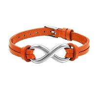 OIDEA Pulsera Infinity de cuero trenzado con cierre de mosquetón, ajustable Signo de Infinidad de cuero genuino y acero inoxidable para hombres y mujeres, Negro Rojo Marrón, 23 centimeters, Acero