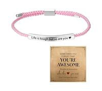 Oidea Pulsera Life Is Tough But So Are You: Pulsera motivacional para mujeres, hombres, amigos, acero inoxidable negro, ajustable, trenzada, joyería inspiradora, regalos, one size, Metal, Sin piedra