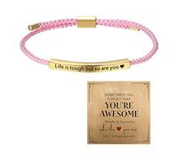 Oidea Pulsera Life Is Tough But So Are You: Pulsera motivacional para mujeres, hombres, amigos, acero inoxidable negro, ajustable, trenzada, joyería inspiradora, regalos, one size, Metal, Sin piedra