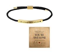 Oidea Pulsera Life Is Tough But So Are You: Pulsera motivacional para mujeres, hombres, amigos, acero inoxidable negro, ajustable, trenzada, joyería inspiradora, regalos, one size, Metal, Sin piedra