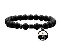 OIDEA Pulsera Malaquita Natural Mujer: Brazalete de Cristiana de con Dije de Corazón Grabado Fe Símbolo de Semilla de Mostaza - para Regalos