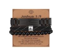 OIDEA - Pulsera para hombre, cruz ajustable, 3 unidades, con placa de acero inoxidable, joyas religiosas, ajustable, con tarjeta para oración, regalo de cumpleaños, día del padre