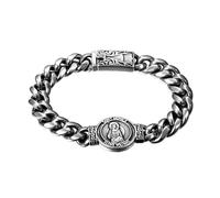OIDEA - Pulsera para hombre de acero inoxidable: pulsera de cruz pesada con cadena cubana, pulido, joyas religiosas masculinas para motociclistas y moteros plateados, regalo de cumpleaños, día del
