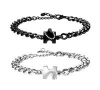 Oidea Pulseras a juego para parejas: regalos de relación a larga distancia, juego de pulseras de rompecabezas de corazón para mujeres y hombres, Acero inoxidable