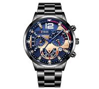 OIDEA Reloj Analógico Redondo Hombre: Relojes de Cuarzo Calendario Negro para Caballero Esfera Grande Decorativa de Tres Ojos Puntero Luminoso Correa de Aleación Extraíble - Para Ocio Negocios Regalos