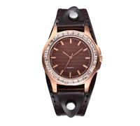OIDEA Reloj Cuero Steampunk Mujer Cuarzo Analógico Diamantes Correa Piel Suave Cómoda Escala Barras Ocio Negocio Regalo
