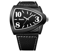 OIDEA - Reloj de piel para hombre, diseño de triángulo: reloj de PU con grandes números árabes, estilo único, ajustable, regalo de padre o marido, Navidad, día del padre, Negro