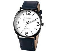 Oidea Reloj de pulsera para hombre con correa de piel suave y números arábigos, esfera redonda, analógico, de cuarzo, fácil de leer, color marrón, piel sintética, reloj de pulsera informal de
