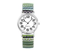 OIDEA Reloj de pulsera para mujer, elástico, bohemio, analógico, de cuarzo, con esfera árabe grande, fácil de leer, estilo hippie, regalo para hombre y mujer, Bohemian Green, Correa