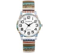 OIDEA Reloj Elástico Boho Mujer: Relojes Redondo de Cuarzo Analógico para Señora Escala Números Arábigos Grandes Claros y Fáciles de Leer Correa de Aleación - para Ocio Negocios Regalos