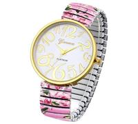 OIDEA Reloj Elástico Boho Mujer: Relojes Redondo de Cuarzo Analógico Rosa para Señora Escala Números Arábigos Grandes Correa Claros y Fáciles de Leer de Aleación - para Ocio Negocios Regalos