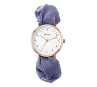 OIDEA Reloj Elástico Redondo Mujer: Reloj de Cuarzo Analógico Cinta Pelo Gris para Señora y Estudiantes Correa Extensible de Tela Escala de Números Arábigos Ocio Negocio Regalo