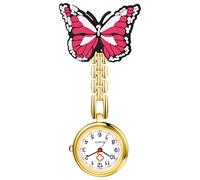 OIDEA Reloj Enfermera Cuarzo Analógico:Reloj Medico-Aid con Esfera Blanca Escala de Números Arábigos con decoración de Mariposas - Unisex